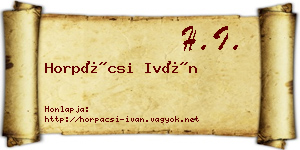 Horpácsi Iván névjegykártya